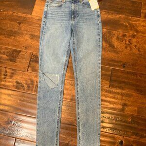 Rag & Bone Blue Montrose Distressed Skinny Jeans, Size 25